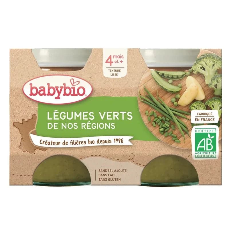 Babybio Petit Pot Légumes Verts Bio 2x130G 2 x 130 g – alimentation bébé