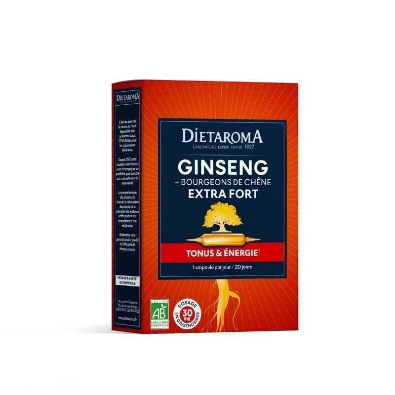 Diétaroma Ginseng Gelée Royale Bio - Tonus et Vitalité 20 ampoules – complément alimentaire