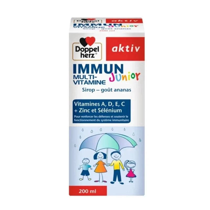 Doppel Herz Immunité Multi-Vitamine Junior Sirop Goût Ananas 200 ml – complément alimentaire