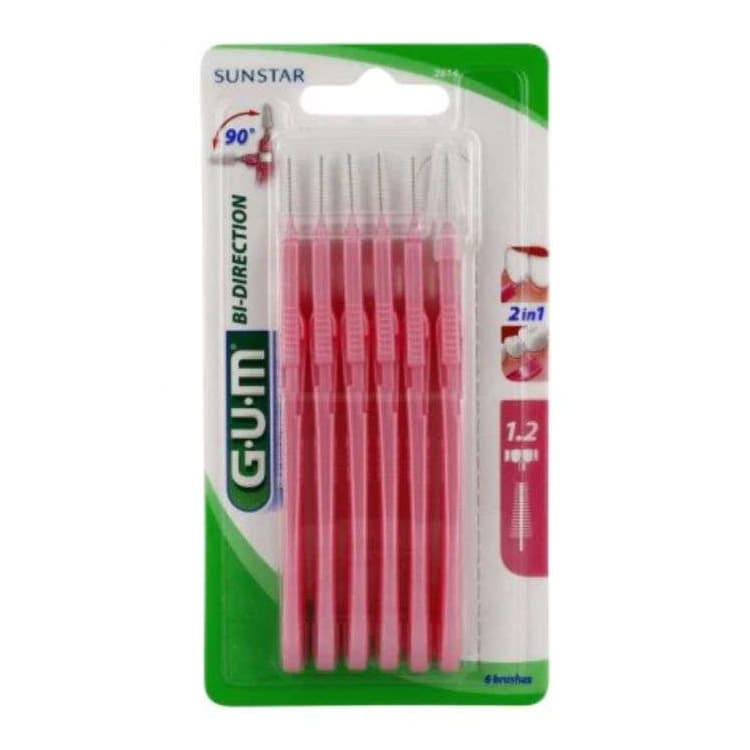 GUM Manche par avec brosette fine 1.2 mm ref 2614 6 unités