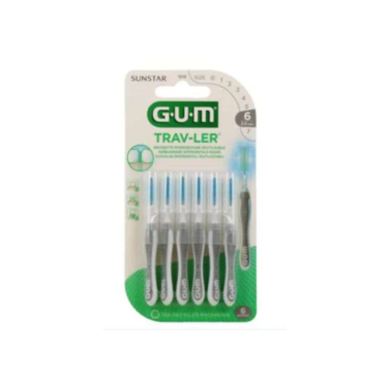 GUM Travler brosse interdentaire 2.0 mm pack de 6 ref1618