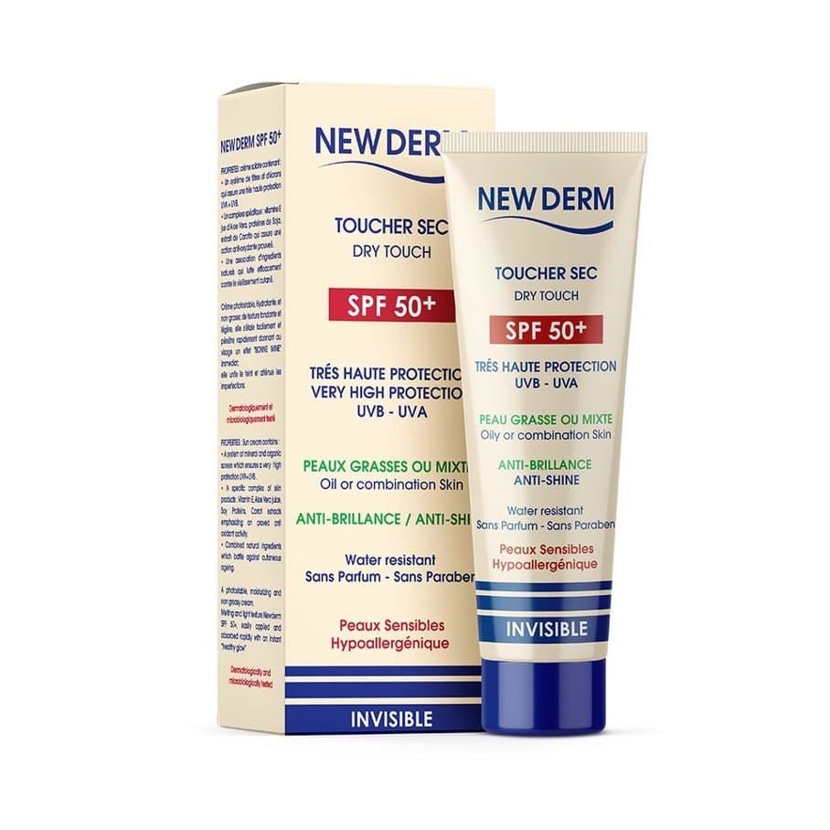 New Derm Écran Solaire Invisible Toucher Sec SPF50 50 ml – protection solaire