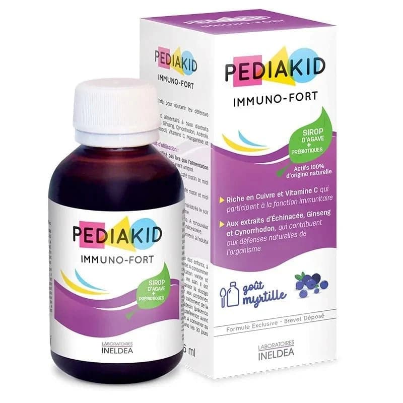 PediaKid Immuno-Fort Sirop Goût Myrtille 125 ml – complément alimentaire