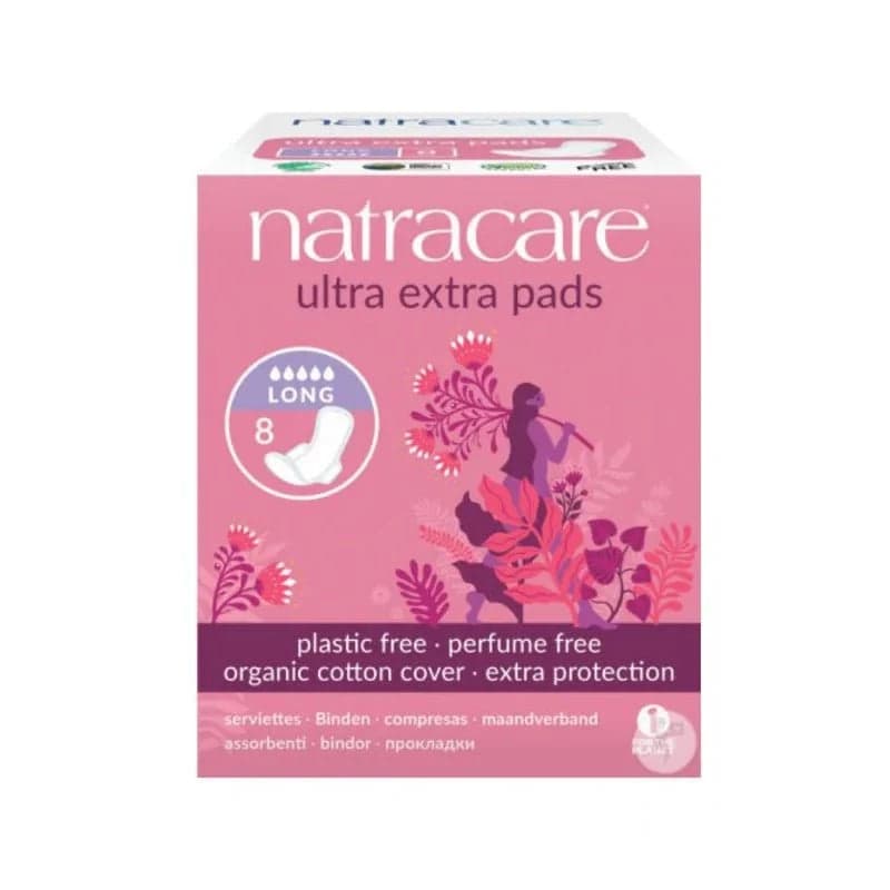 Natracare Serviettes Hygiéniques Ultra Extra Long 8 unités – protection hygiénique