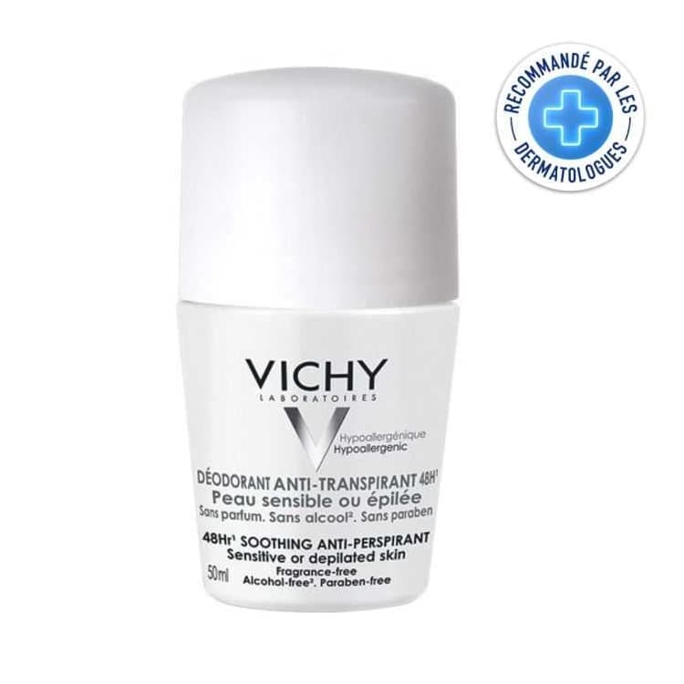 Vichy Déodorant anti transpirant 48h bille peau sensible ou epilee