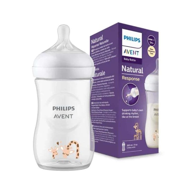 Avent Biberon natural response 1m+motif girafe 260 ml