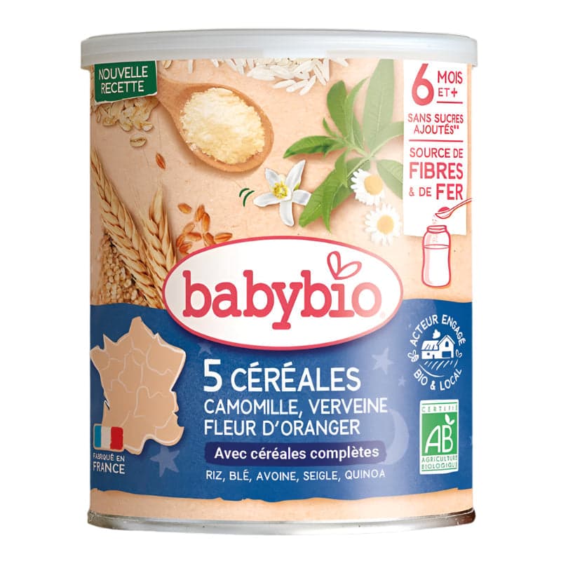 Babybio Céréales Infantiles Bio Verveine, Fleur d'Oranger et Camomille 6+ Mois 220 g – toilette bébé