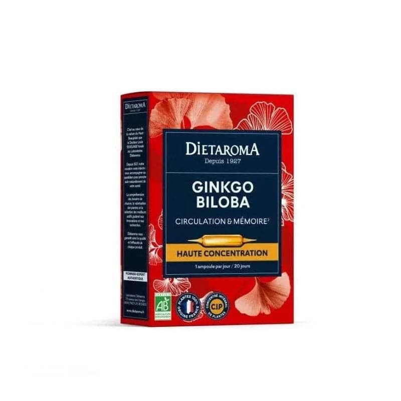 Diétaroma Ginkgo Biloba Ampoules Concentrées Bio – santé & Bien-être