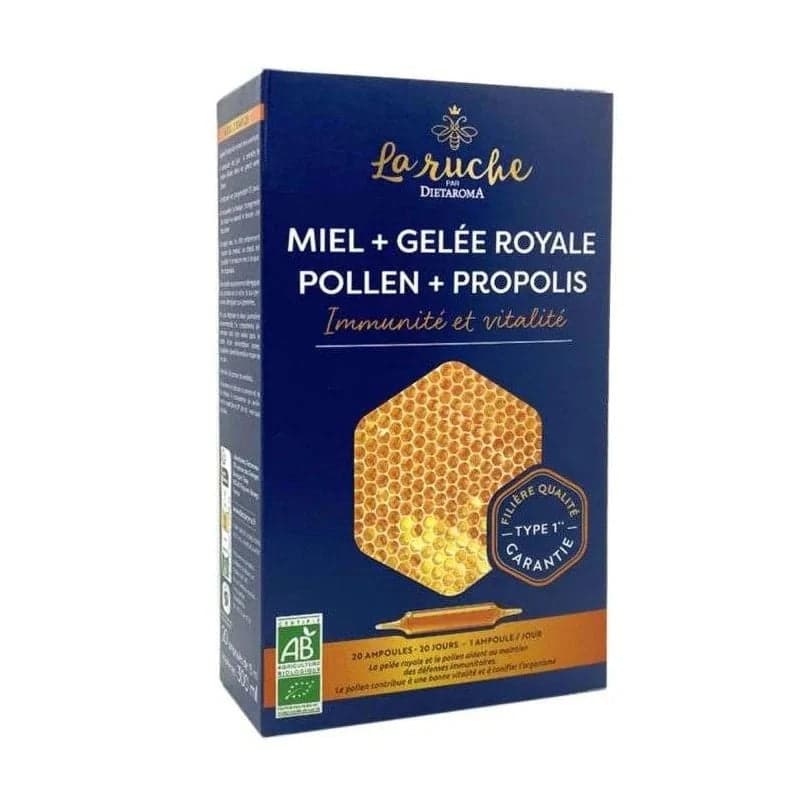 Diétaroma Merveilles de la Ruche Bio - Gelée Royale, Propolis, Pollen et Miel – complément alimentaire
