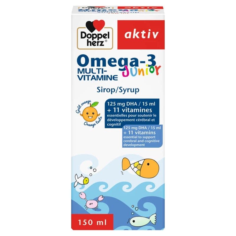Doppel Herz Aktiv Oméga-3 Multi-Vitamine Junior Sirop 150 ml – complément alimentaire