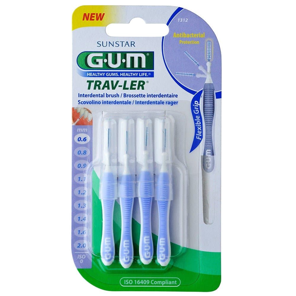 GUM Brossette Interdentaire Trav-Ler 0.6mm avec Manche Ergonomique – bucco-dentaire