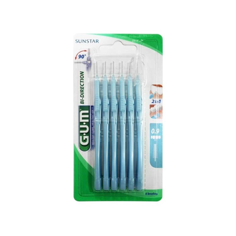 GUM Manche par abec brossette micro fine 0.9mm ref 2314 6 unités