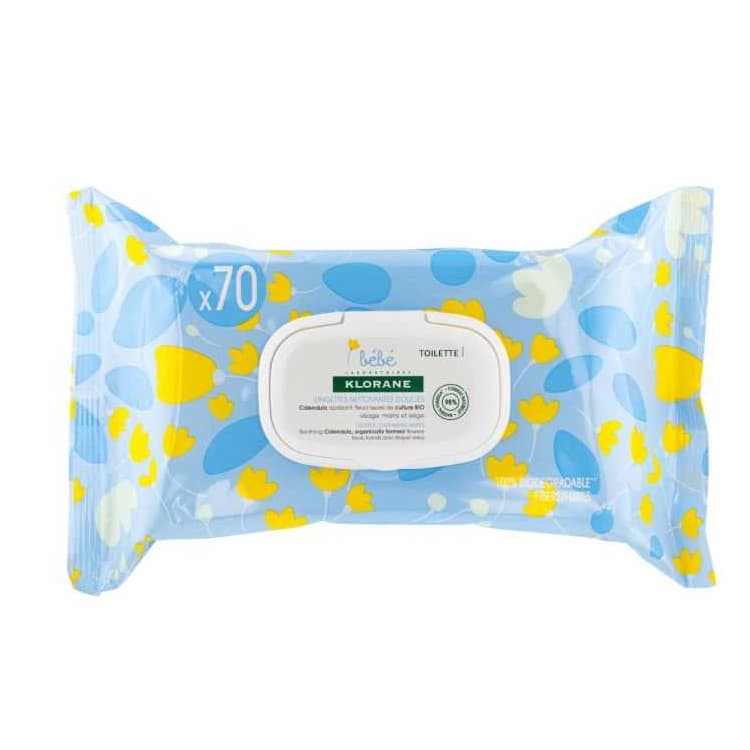 Klorane Bébé lingettes nettoyantes pour le change boite de 70