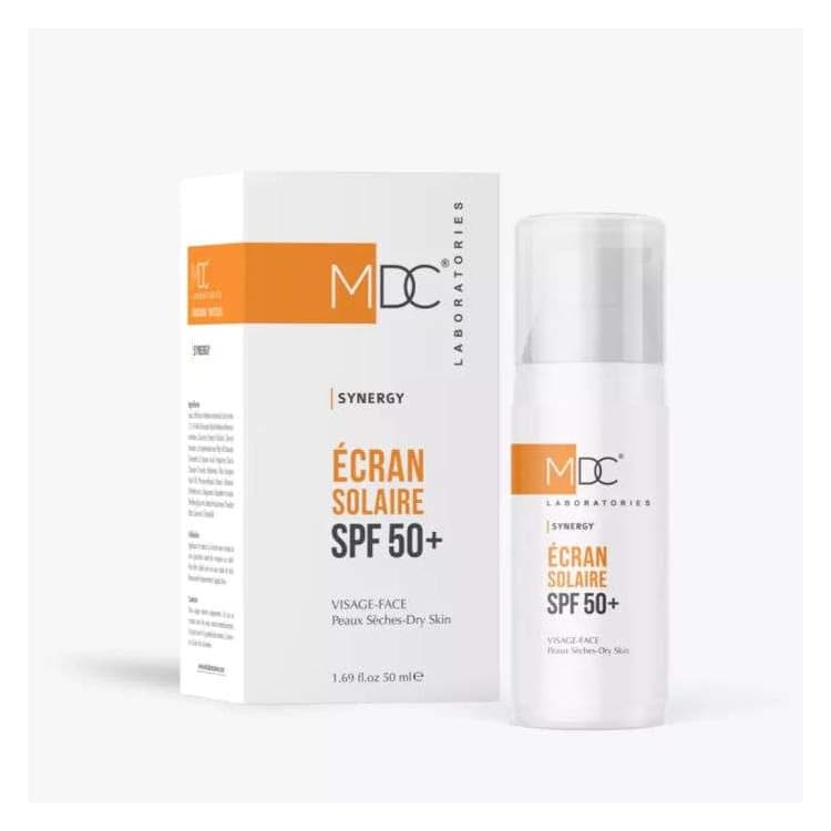 MDC Pack synergy écran solaire spf 50+ peaux sèches + crème hydratante offerte 50 ml