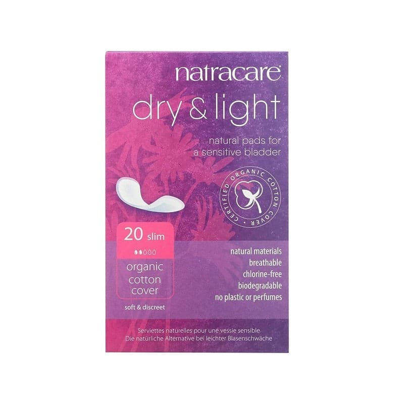 Natracare Serviettes Hygiéniques Dry & Light Slim - Incontinence Légère 20 unités – protection hygiénique