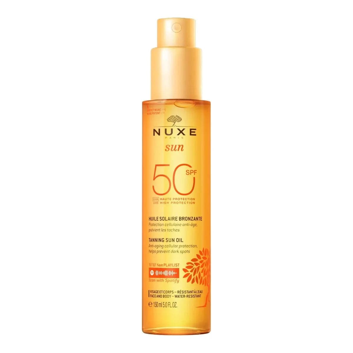 Nuxe Sun Huile Solaire Bronzante Haute Protection SPF50 150 ml – protection solaire