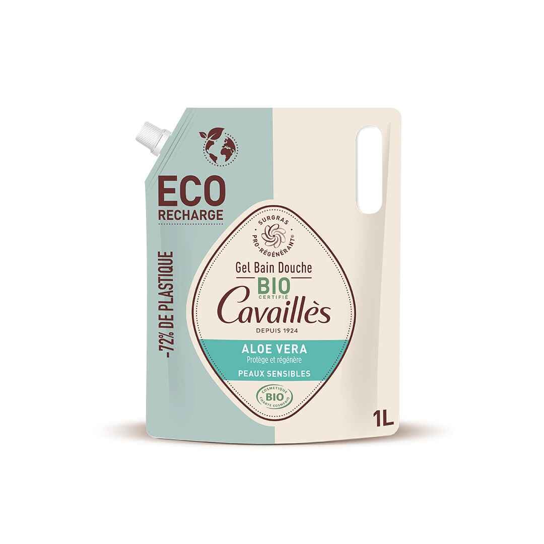 Cavaillès Eco-Recharge Gel Bain et Douche Aloe Vera BIO 1000 ml – soin corps