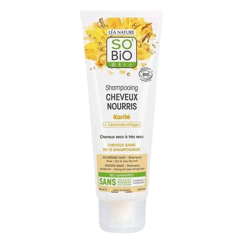 So Bio Shampoing Nourrissant au Beurre de Karité et Céramides d'Argan 250 ml – shampoing