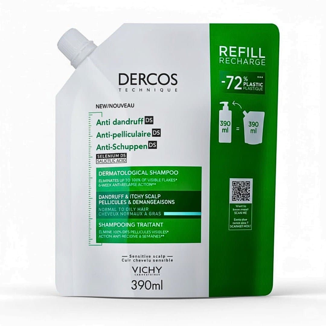 Dercos Vichy Dercos Eco-Recharge Shampooing Antipelliculaire Cheveux Normaux à Gras 390 ml – shampoing