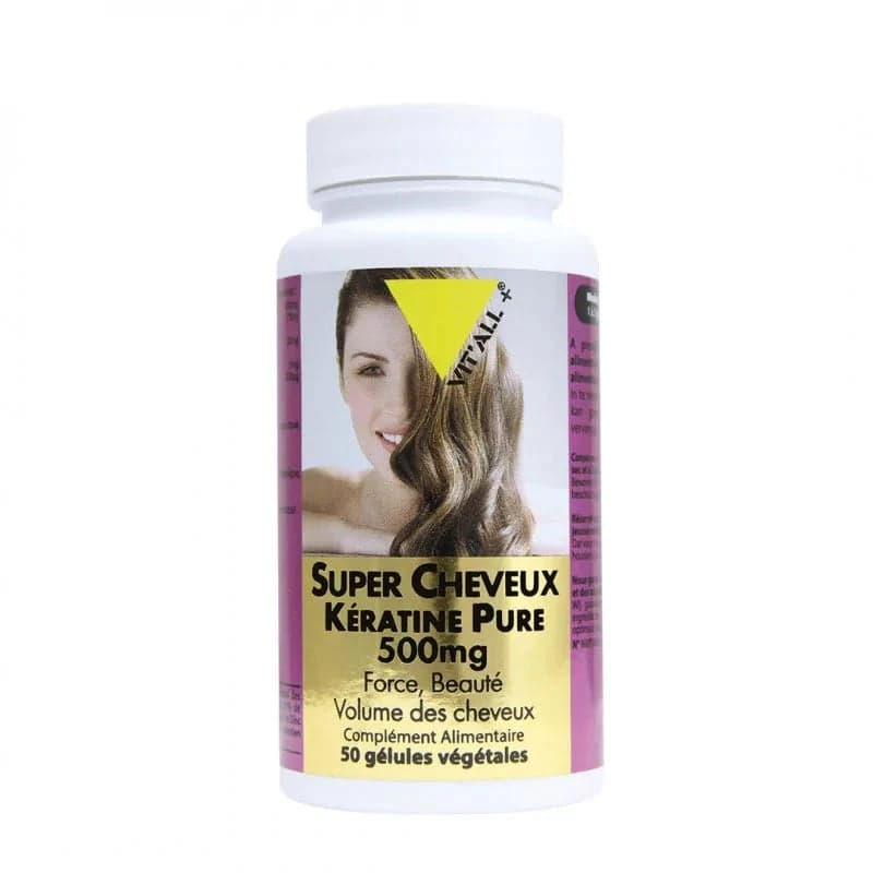 VITALL+ Super Cheveux Kératine Pure 50 gélules – complément alimentaire cheveux